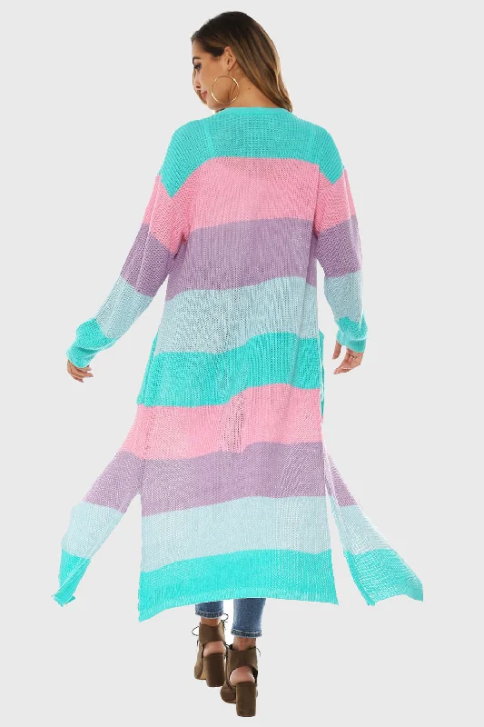 color-block-long-sleeve-pocketed-cardigan