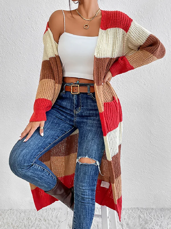 color-block-open-front-longline-cardigan