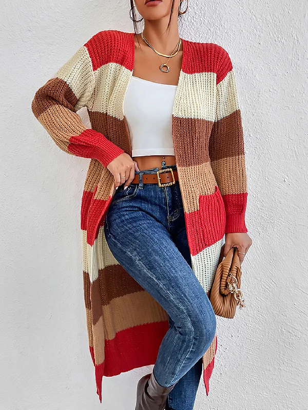 color-block-open-front-longline-cardigan