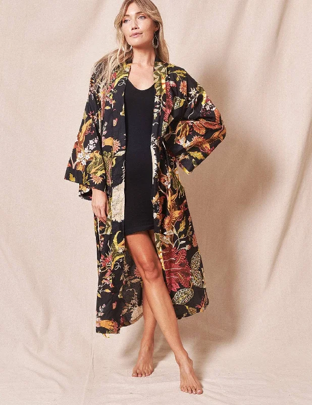 Fair Trade Kimono Robe - Black