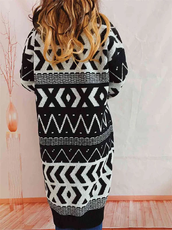 geometric-button-front-longline-cardigan