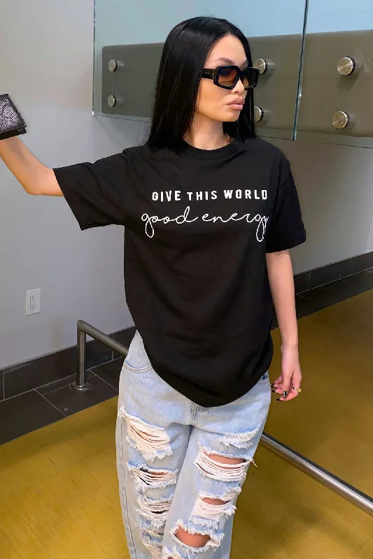 Give This World Good Energy Short Sleeve Tee - Black