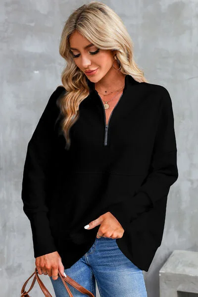 half-zip-pocketed-dropped-shoulder-sweatshirt