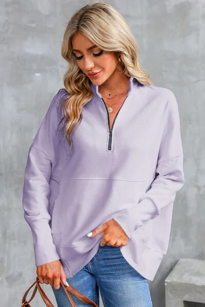 half-zip-pocketed-dropped-shoulder-sweatshirt