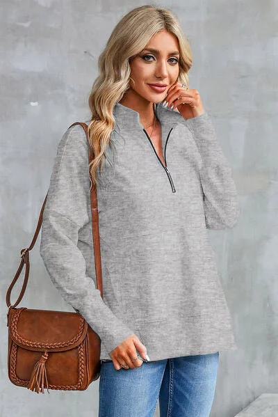 half-zip-pocketed-dropped-shoulder-sweatshirt