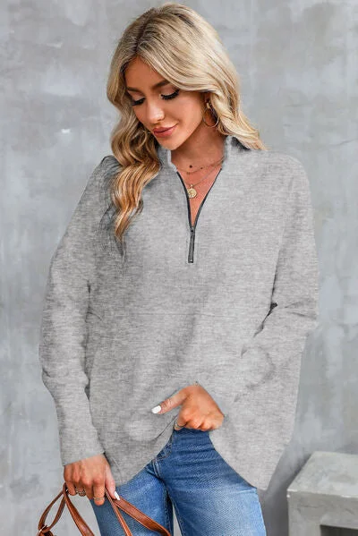 half-zip-pocketed-dropped-shoulder-sweatshirt