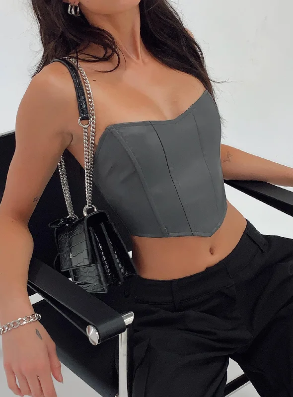 Jessica PU Bustier Grey