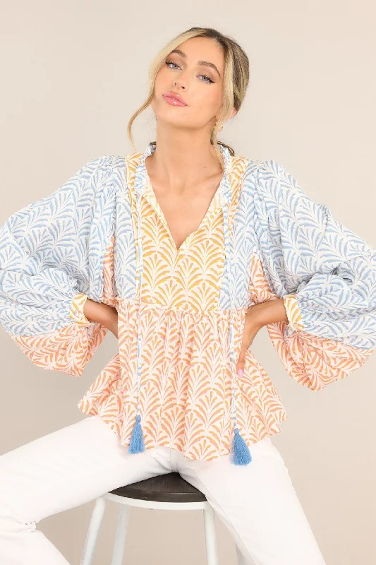 Just Stopping By Spiced Coral Multi Print Top