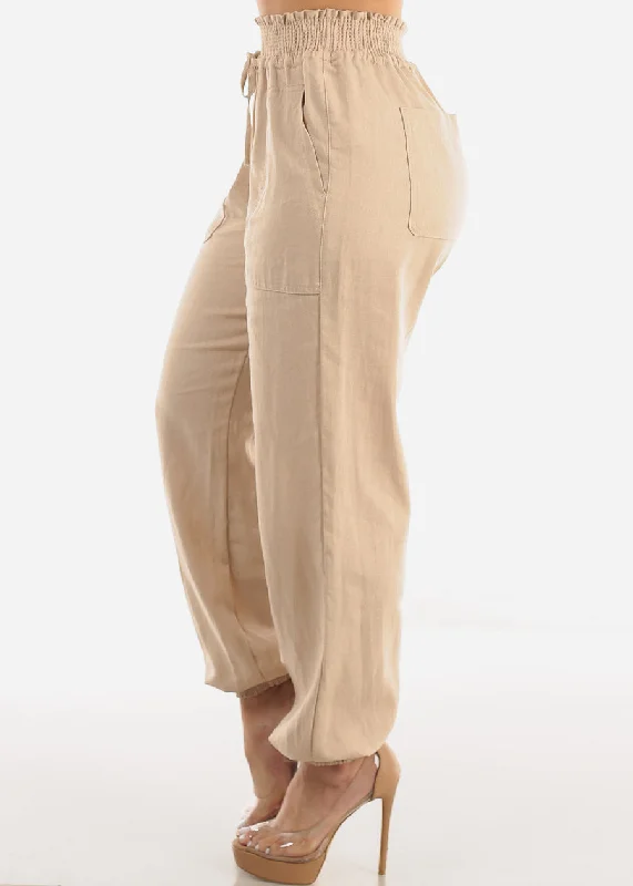 khaki-linen-high-rise-spandex-waist-jogger-pants-6772pykhk