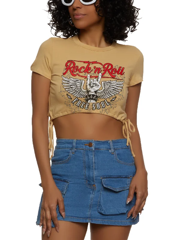 Rock N Roll Drawstring Crop Top