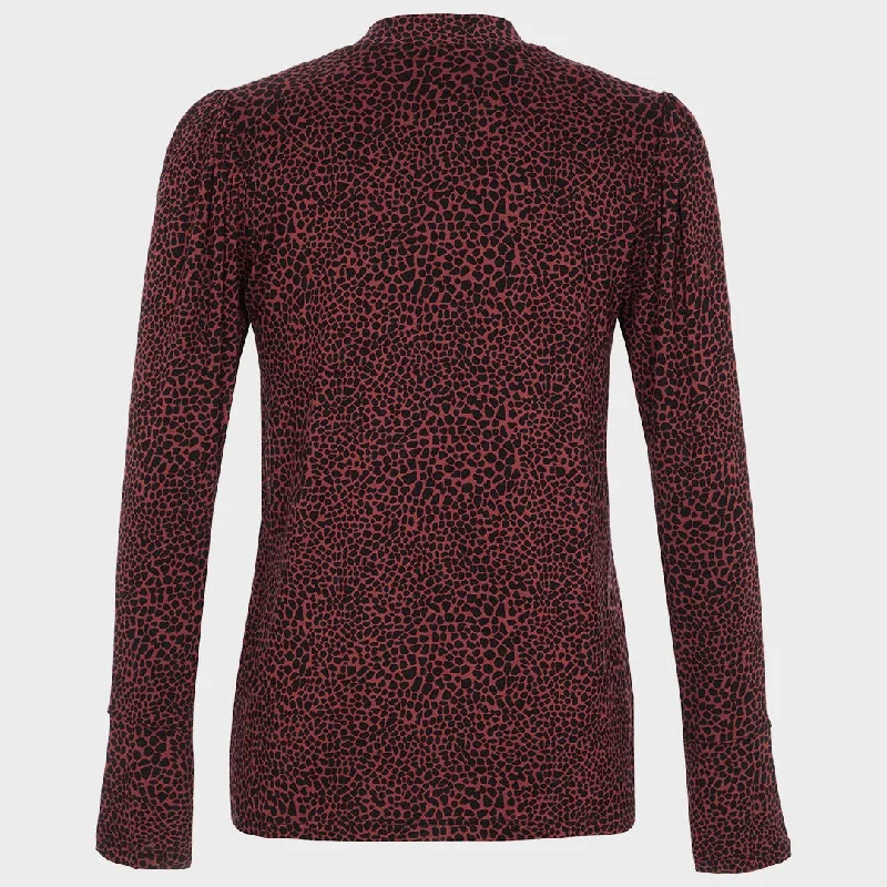 ladies-printed-tie-neck-top