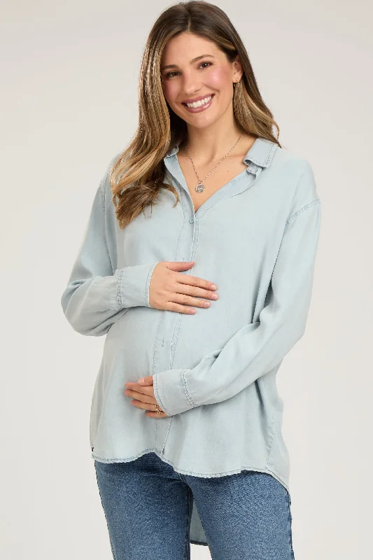 light-blue-denim-button-up-maternity-top