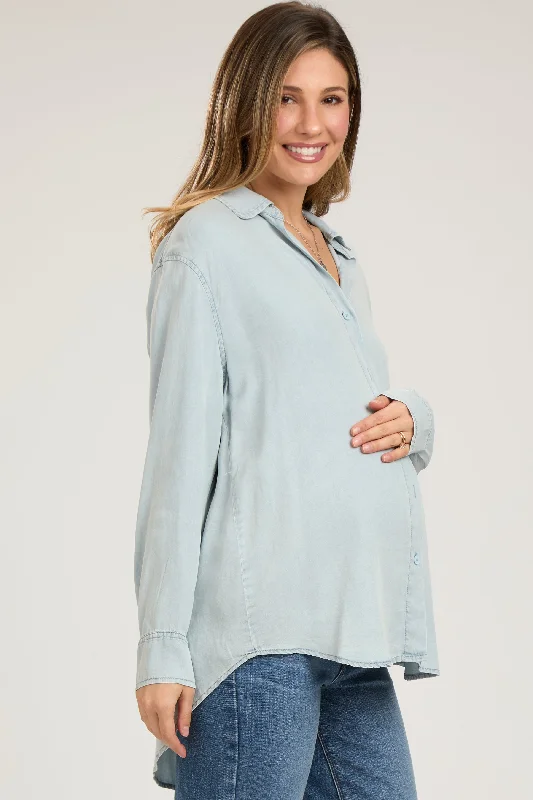 light-blue-denim-button-up-maternity-top