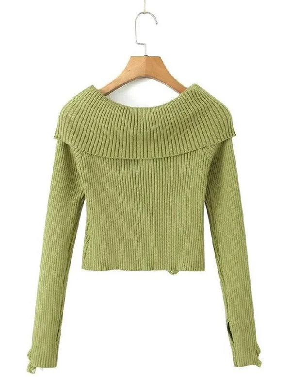 long-sleeve-off-shoulder-plain-ribbed-knit-sweater