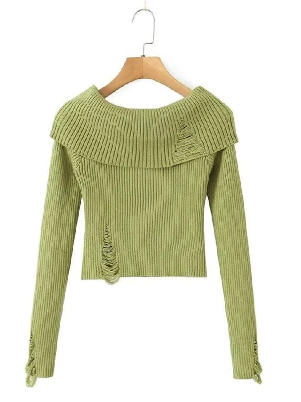 long-sleeve-off-shoulder-plain-ribbed-knit-sweater