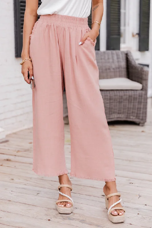 Look Your Best Terracotta Frayed Detail Ankle Length Pants FINAL SALE