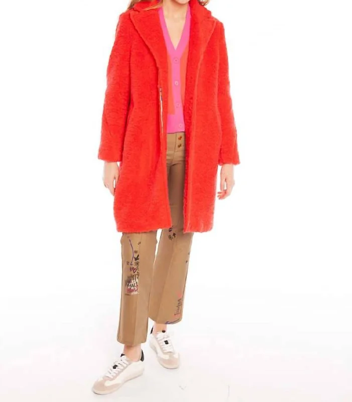 Mara Coat In Orange Teddy