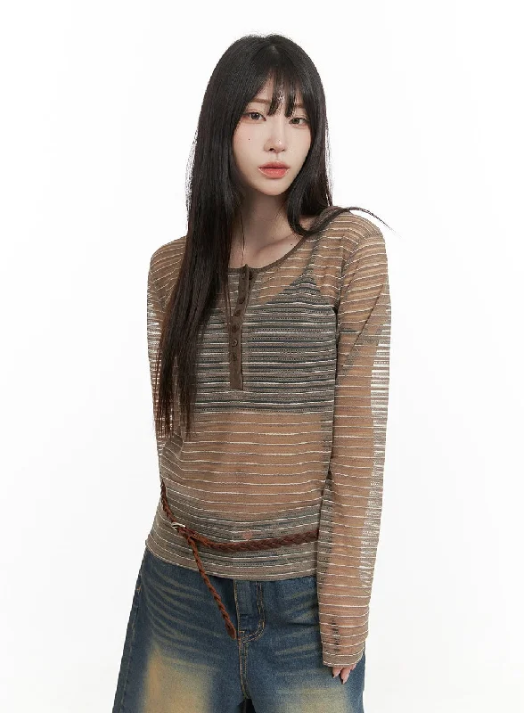 Mesh Striped Long Sleeve CY407