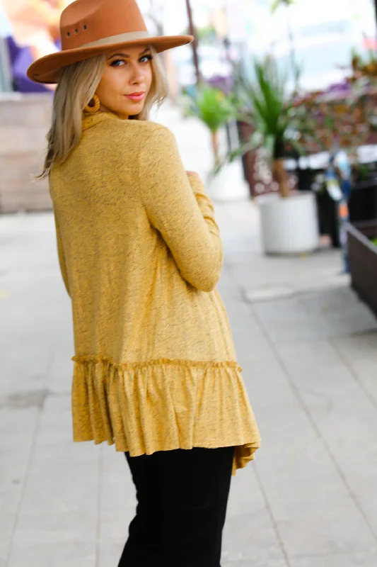 mustard-two-tone-ruffle-open-cardigan