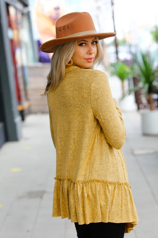 mustard-two-tone-ruffle-open-cardigan