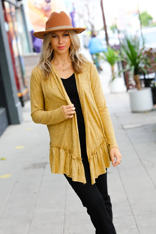 mustard-two-tone-ruffle-open-cardigan