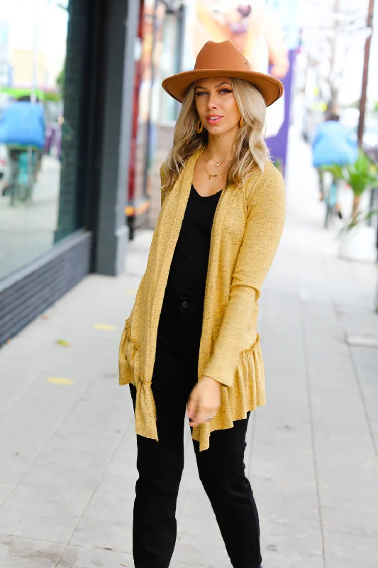 mustard-two-tone-ruffle-open-cardigan