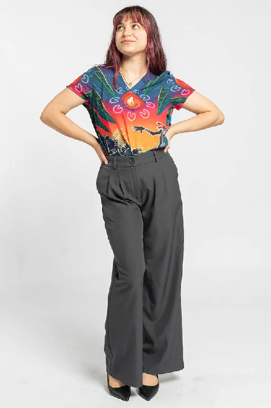 naidoc-week-2024-aboriginal-clothes-v-neck-womens-blouses-short-sleeve-fire-spirit-people