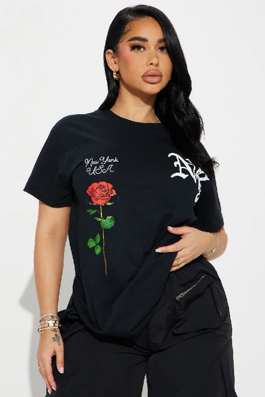 NY Rose Graphic Tee - Black