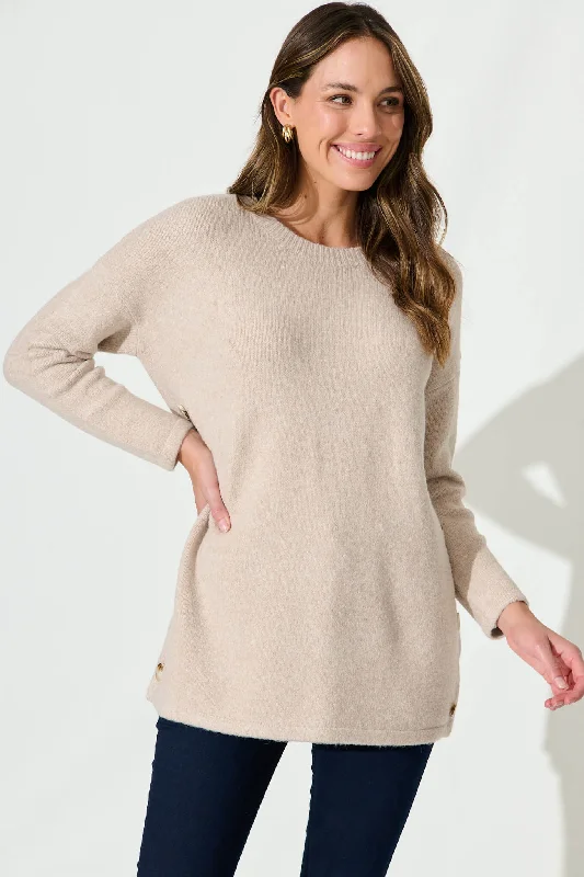 Olympus Knit In Beige Wool Blend