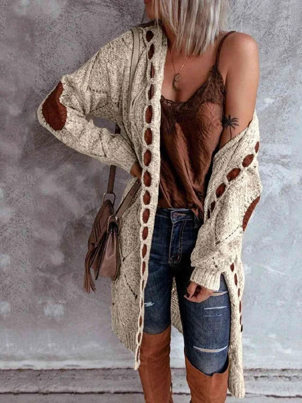 openwork-long-sleeve-open-front-hooded-cardigan