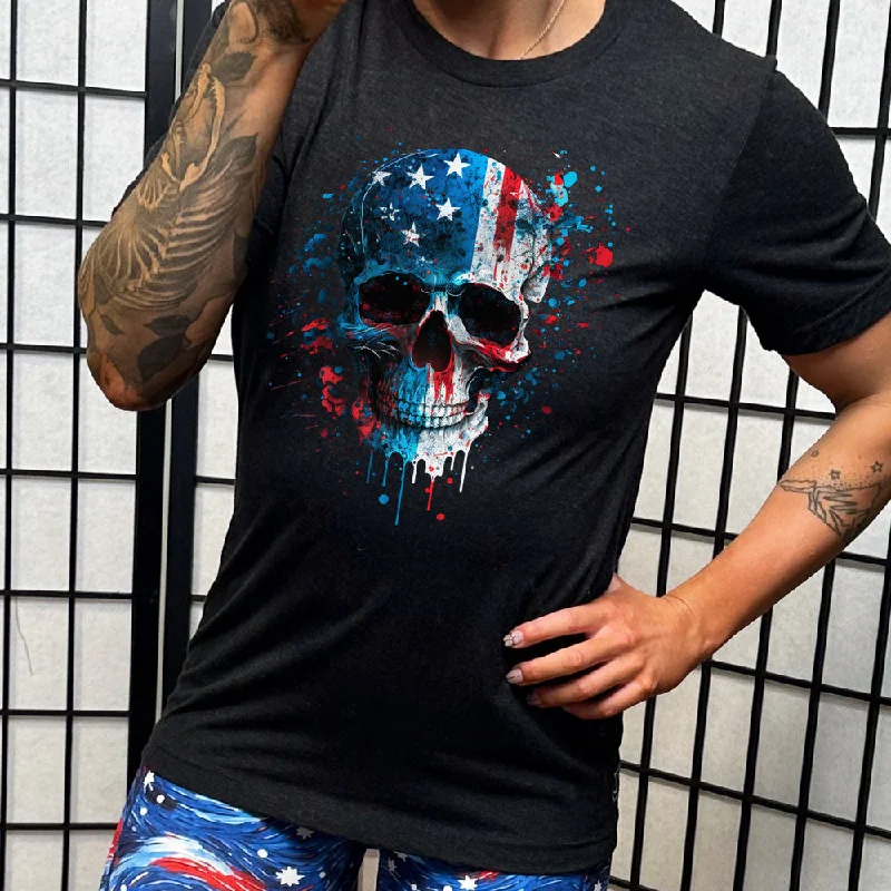 Paint Splatter Flag Skull Shirt Unisex