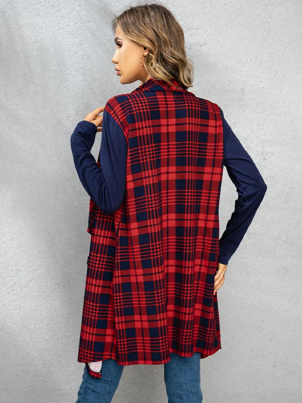 plaid-open-front-cardigan