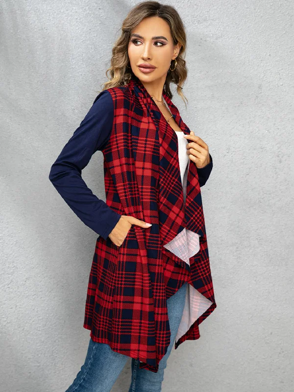 plaid-open-front-cardigan