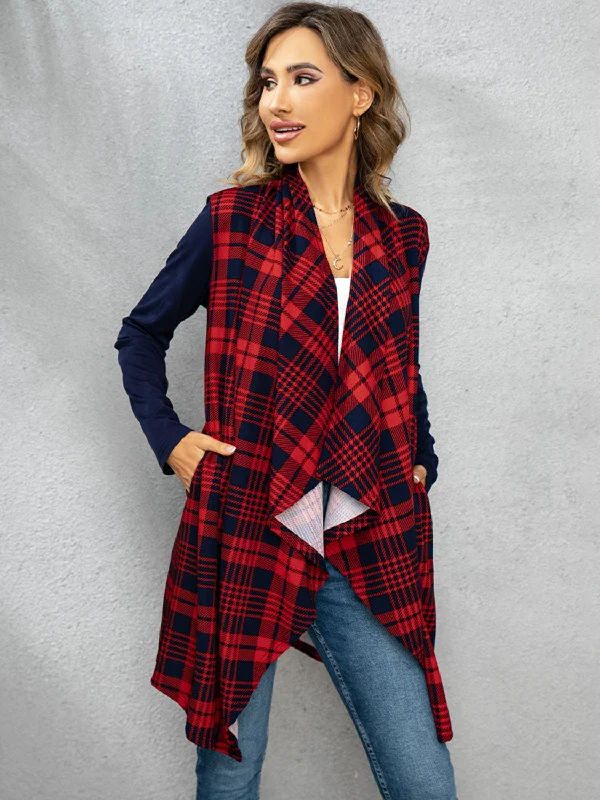 plaid-open-front-cardigan