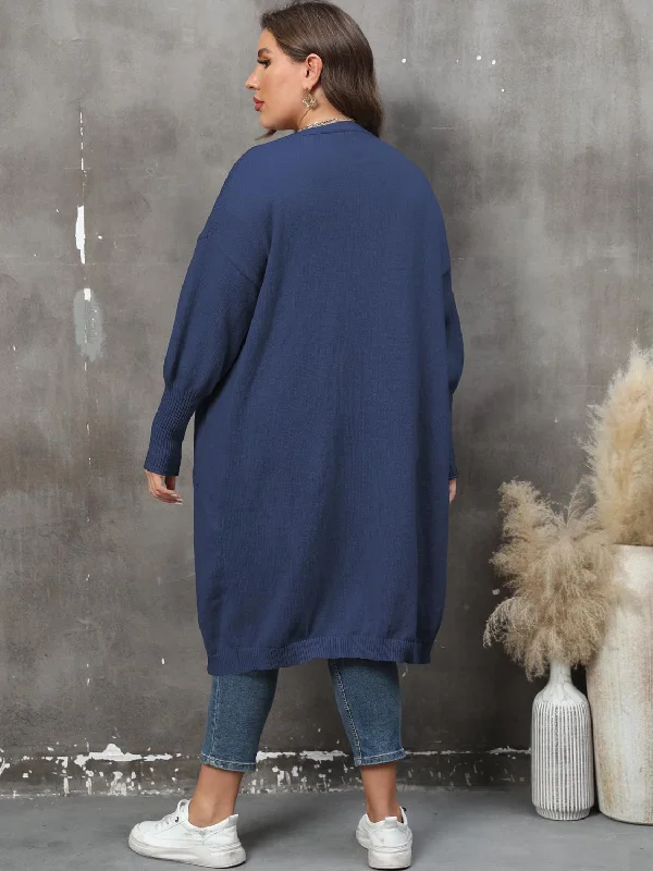 plus-size-long-sleeve-pocketed-cardigan