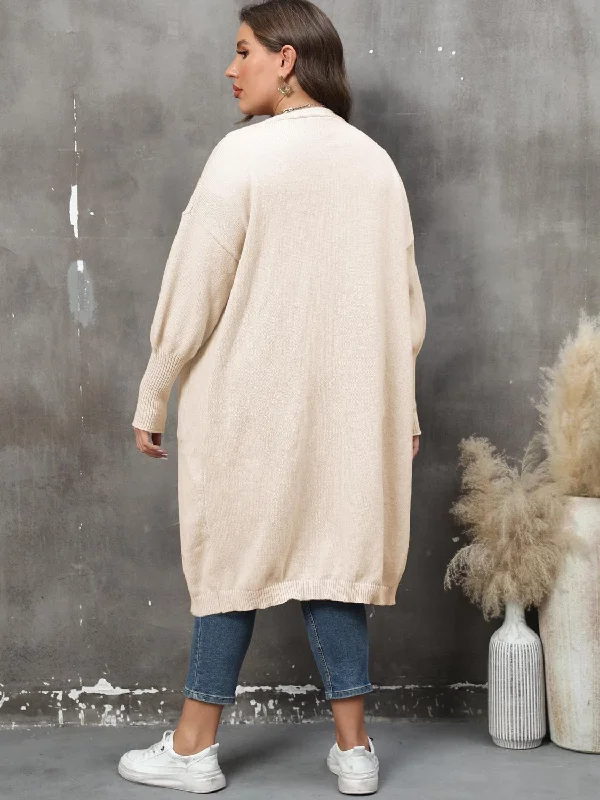 plus-size-long-sleeve-pocketed-cardigan