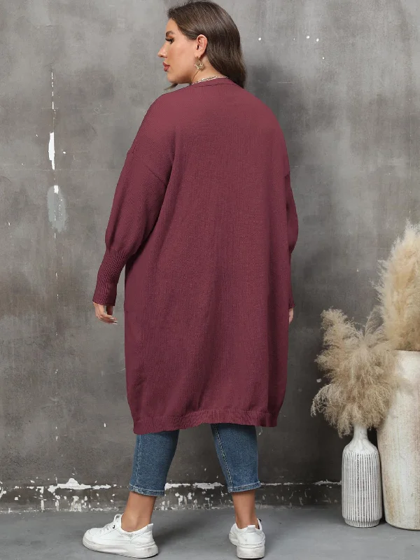 plus-size-long-sleeve-pocketed-cardigan