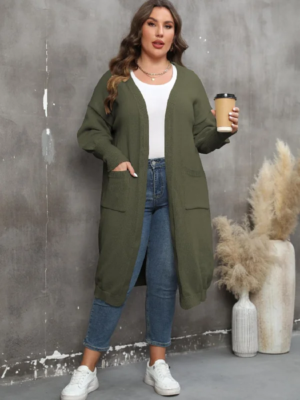 plus-size-long-sleeve-pocketed-cardigan