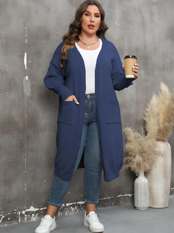 plus-size-long-sleeve-pocketed-cardigan