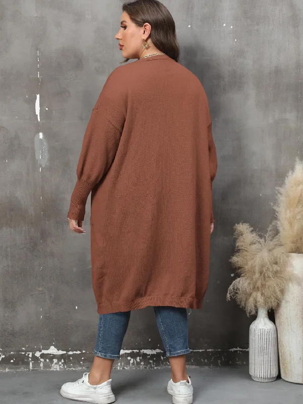 plus-size-long-sleeve-pocketed-cardigan