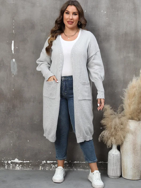 plus-size-long-sleeve-pocketed-cardigan