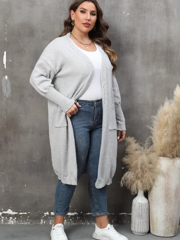 plus-size-long-sleeve-pocketed-cardigan