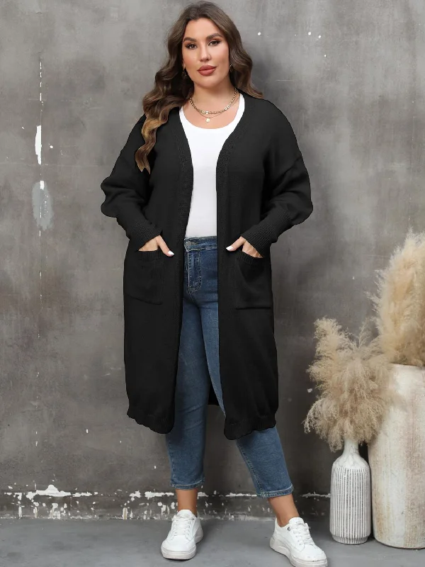 plus-size-long-sleeve-pocketed-cardigan