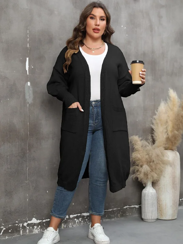 plus-size-long-sleeve-pocketed-cardigan