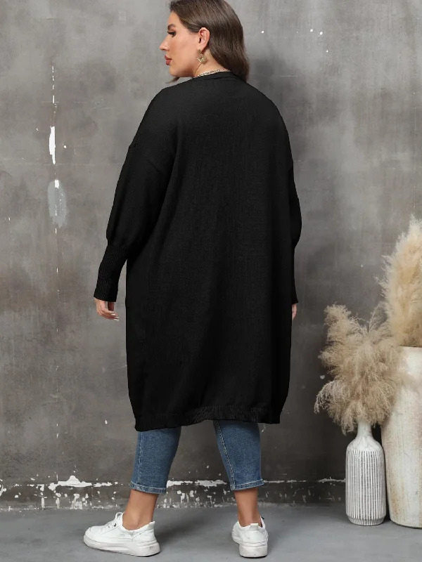 plus-size-long-sleeve-pocketed-cardigan