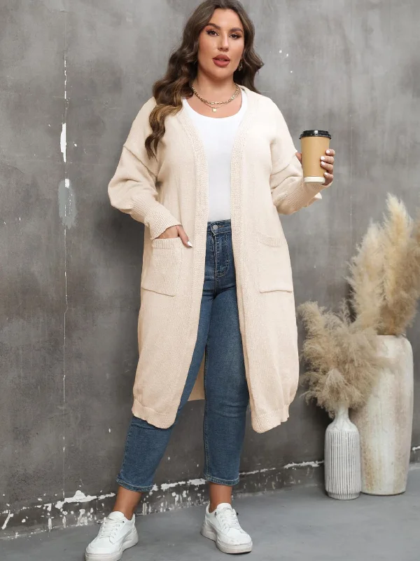 plus-size-long-sleeve-pocketed-cardigan