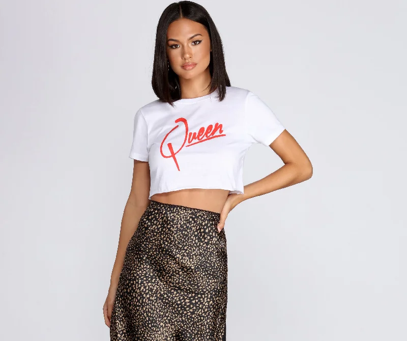 Queen Graphic Crop Top