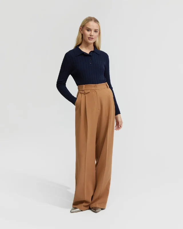 RACHEL CASHMERE BLEND RIB KNIT POLO