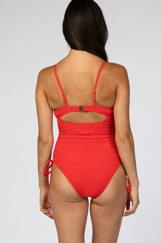 red-ribbed-side-tie-one-piece-swimsuit