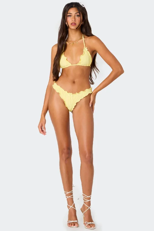 Golden Ruffle Edge Bikini Bottom